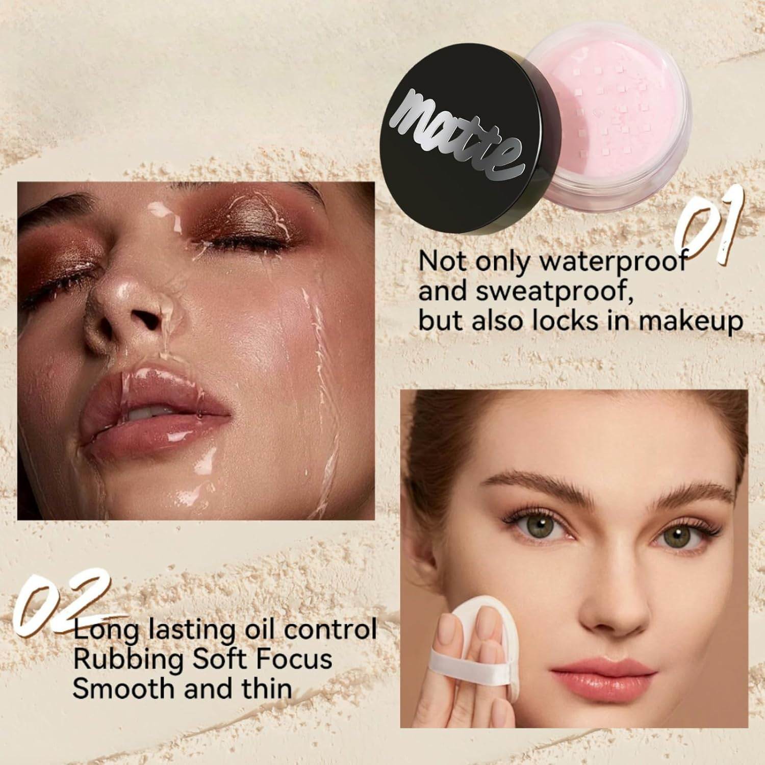 Loose Setting Powder, Lightweight & Mattifying, Long-Lasting Finish, 6G(Light Pink#02) image number 4