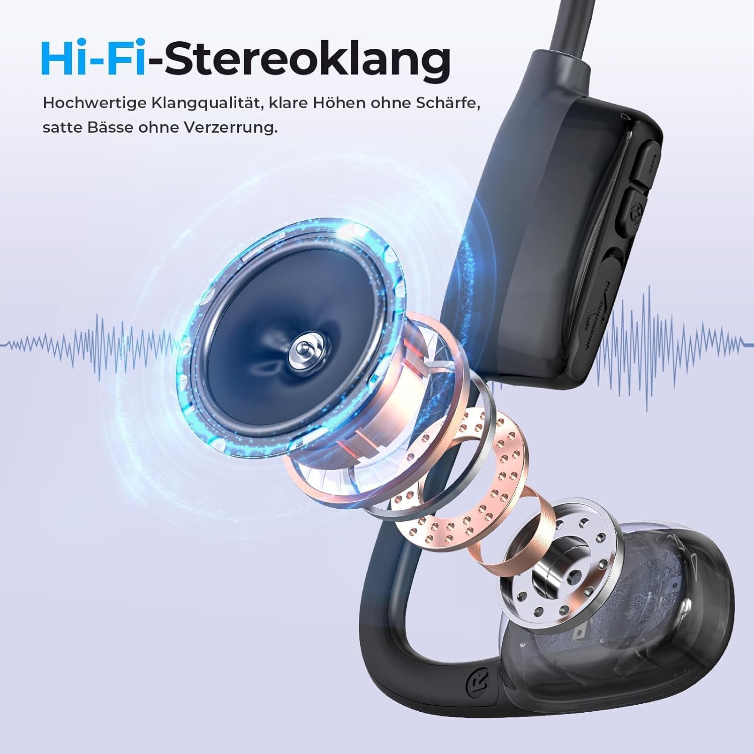 Relxhome Bone Sound Headphones, Open Ear Headphones Bluetooth 5.3 with Dual Microphone, 8 Hours Battery Life, IPX6 Waterproof Wireless Sports Headphones for Running, Cycling, Fitness image number 5