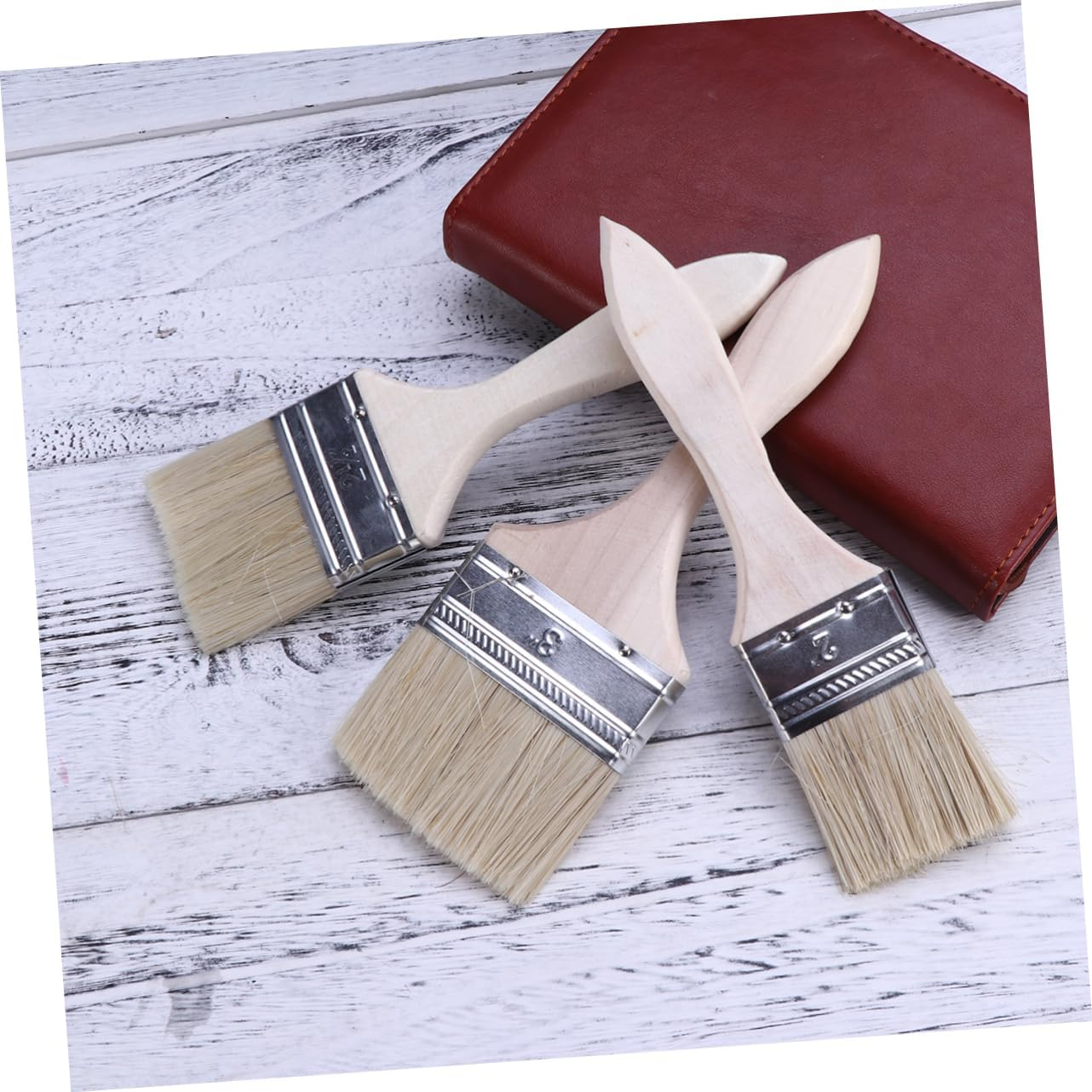 WOONEKY Thickened Painting Chip for Adhesives Paint Touchups Oil Paint Brush for Wood and Surface