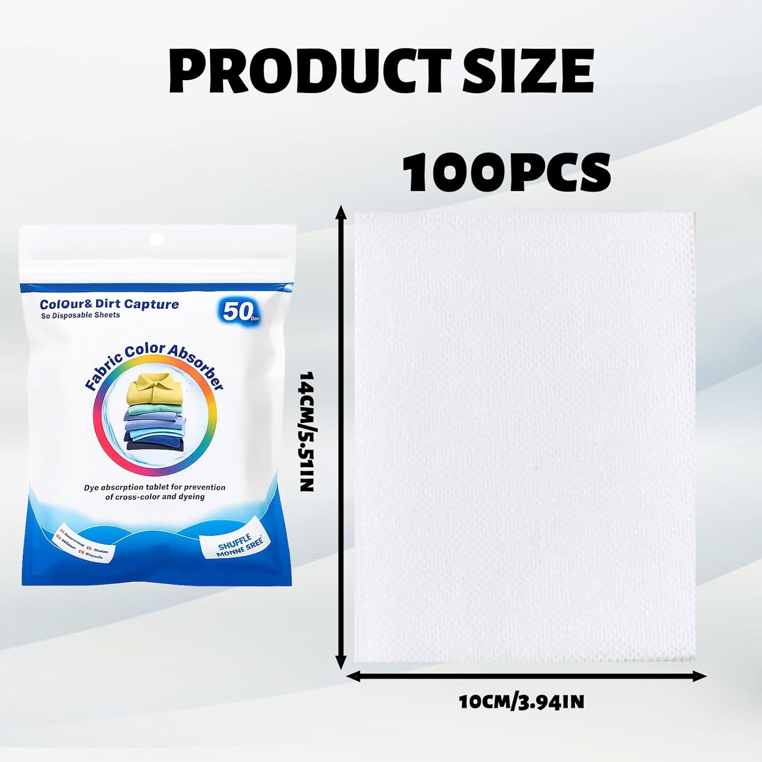 Laundry Sheets, 100 Pcs Dye Trapping Sheets, Colour Catcher for Washing Machine, Laundry Sheets Travel Prevent Colour for Mixed Loads, Travel Laundry Essential image number 5