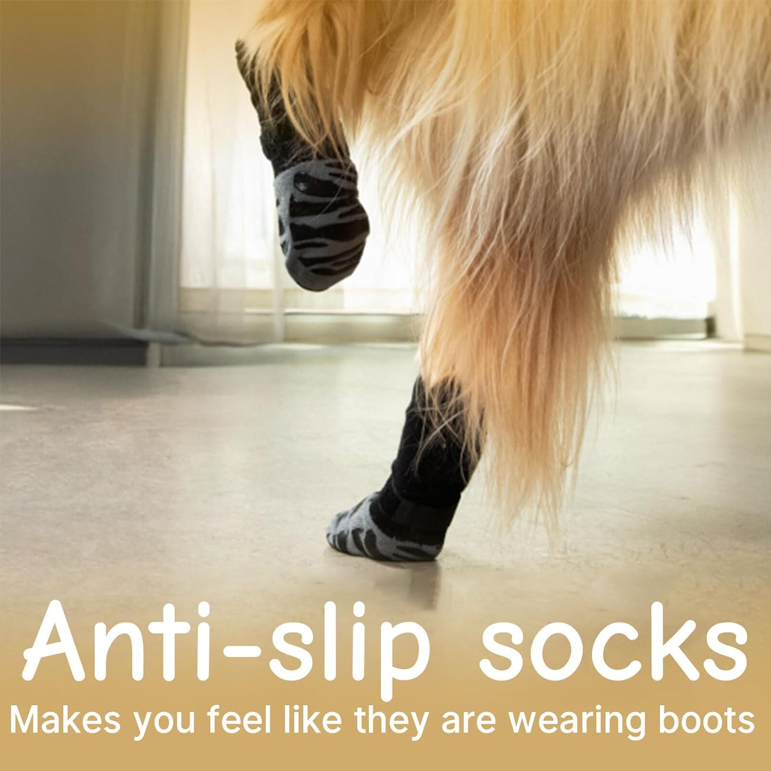 Lyvixora 4-Pack Anti-Slip Dog Socks for Hardwood Floors - Extra-Thick Non-Slip Grip for Paw Protection, Prevents Licking and Slipping, Adjustable Dog Booties for Small Paws (X-Small) image number 5