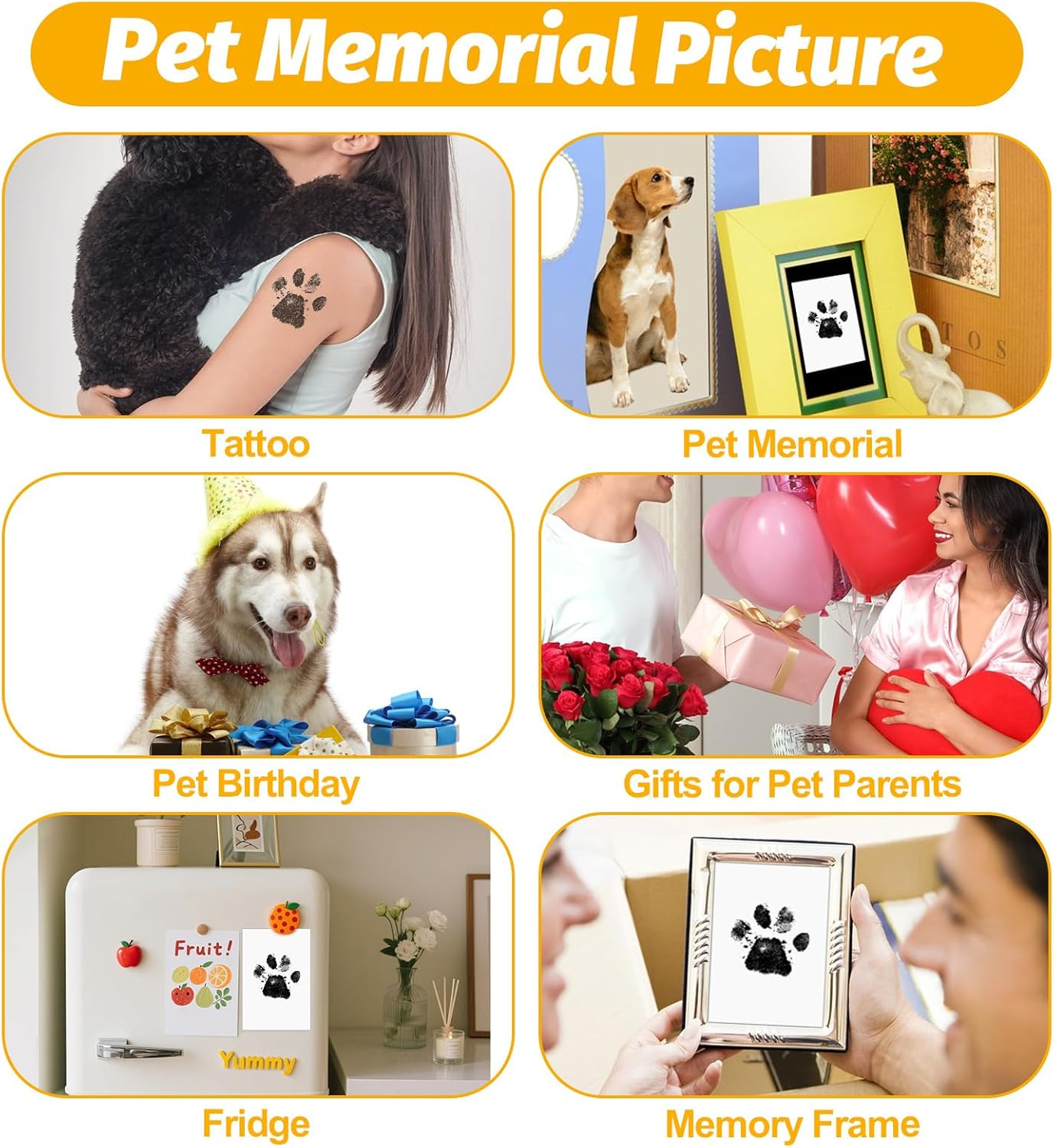 Paw Print Set Dog Cat Footprint 4 Pieces Ink Pad with 8 Cards Baby Dog Snout Print Kit Gift image number 6