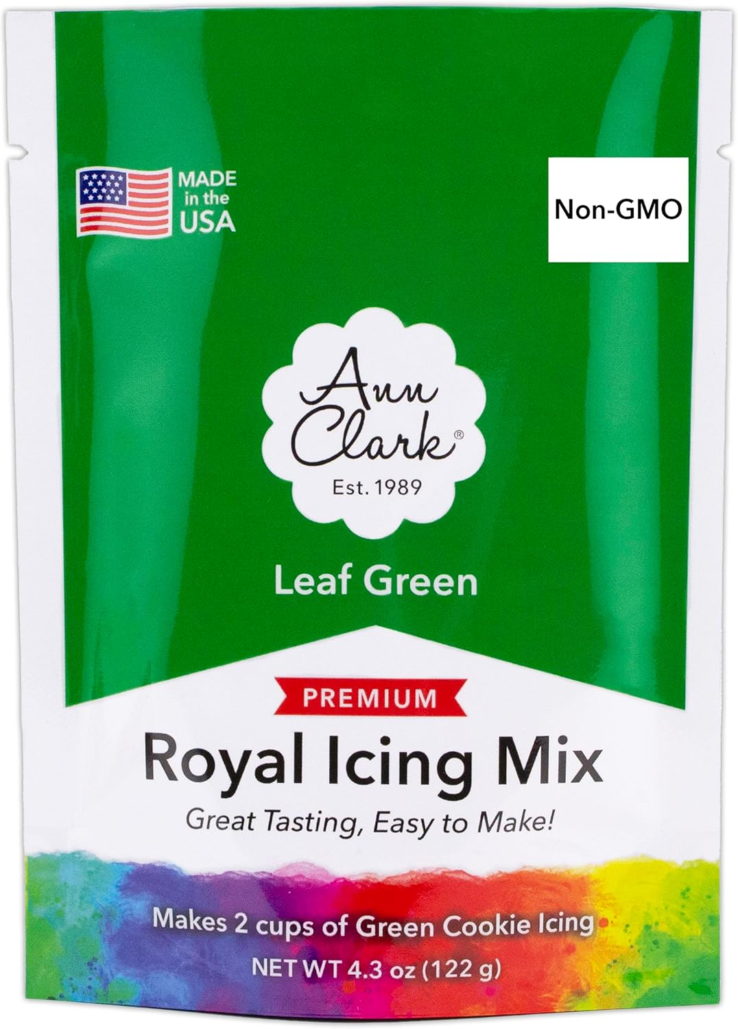 Ann Clark Green Royal Icing Mix, Cookie Icing 4.3-Oz. Pouch Makes 2 Cups Green Icing