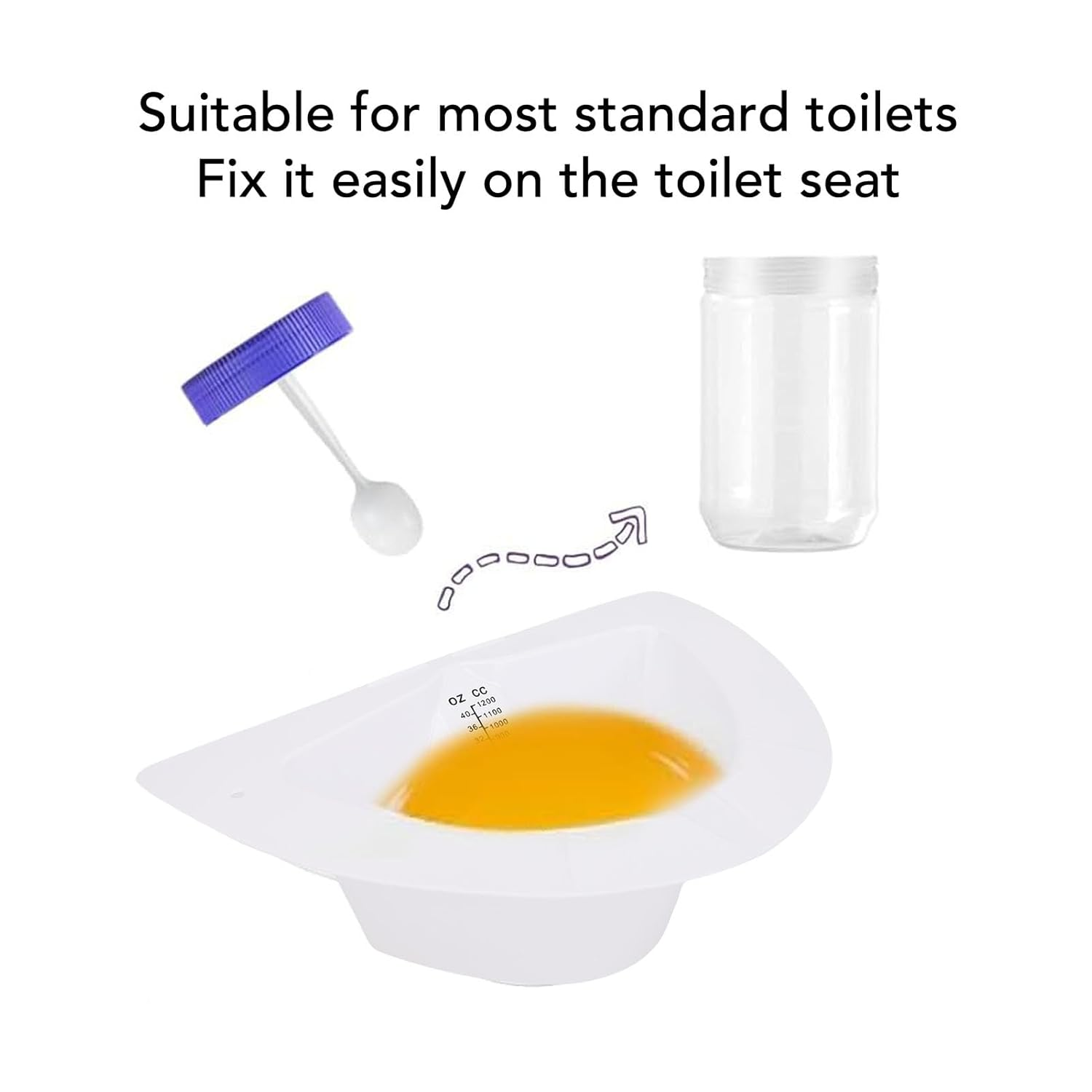Specimen Collector Toilet Urine Hat Urine Collection Hat Toilet Sample Hat Leakproof Sturdy Plastic 1200Ml 40Oz Graduated image number 1