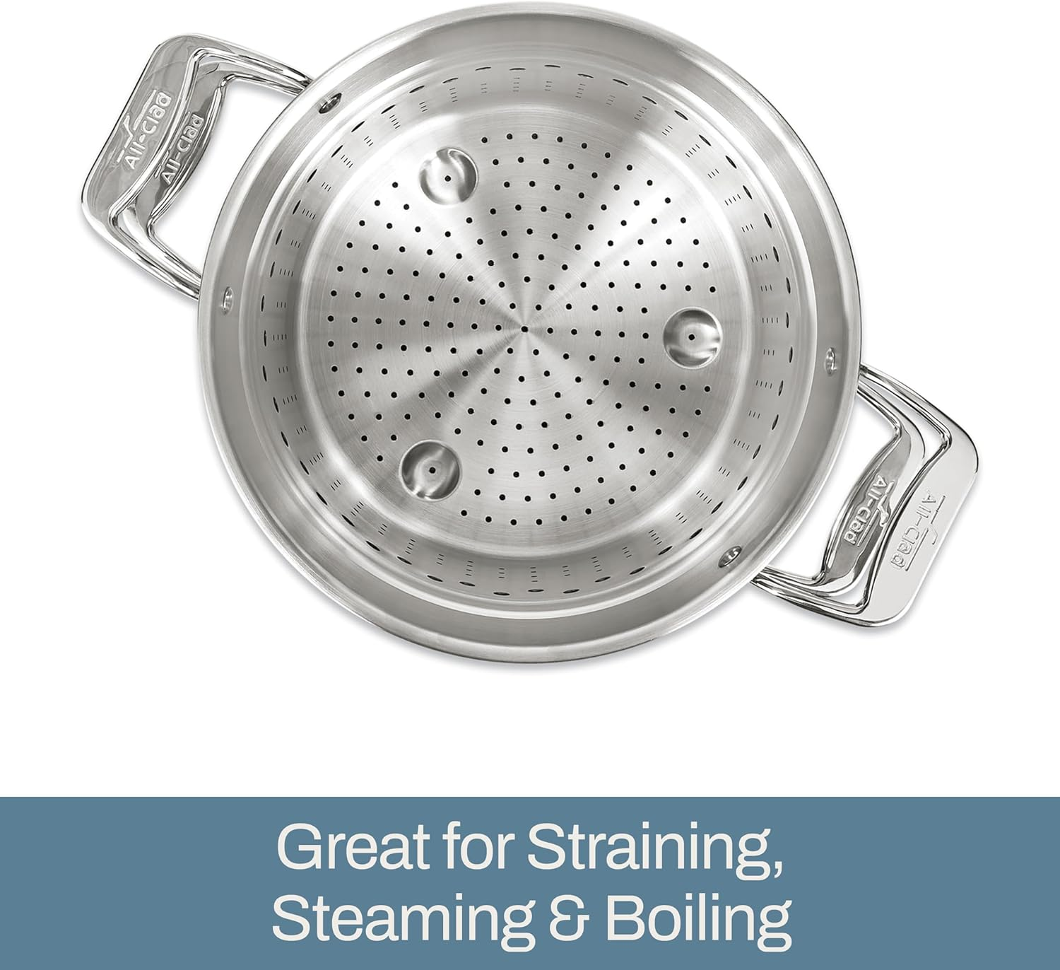 All-Clad Simply Strain Stainless Steel Stockpot, Multipot with Insert & Lid, 16 Quart Induction Oven Broiler Safe 600F, Strainer, Pasta Strainer with Handle, Steamer Pot, Pots and Pans, Silver image number 3