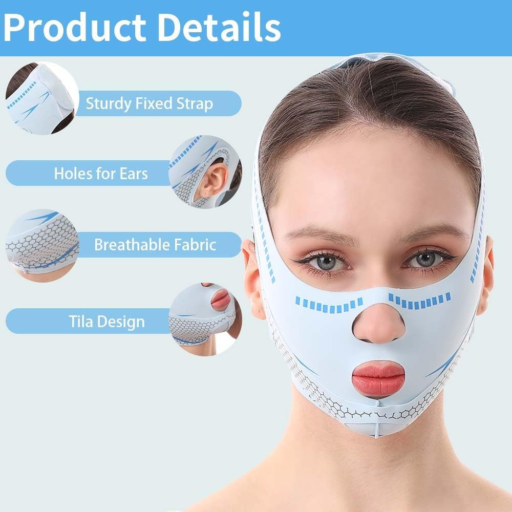 ECOMUSE Face Lift Tape,Chin Strap for Sleeping,V Line Lifting Mask Face Slimming Strap, Facial Lifting Mask,Jaw Strap for Sleeping,Double Chin and Sagging Shape and Tighten Face image number 3