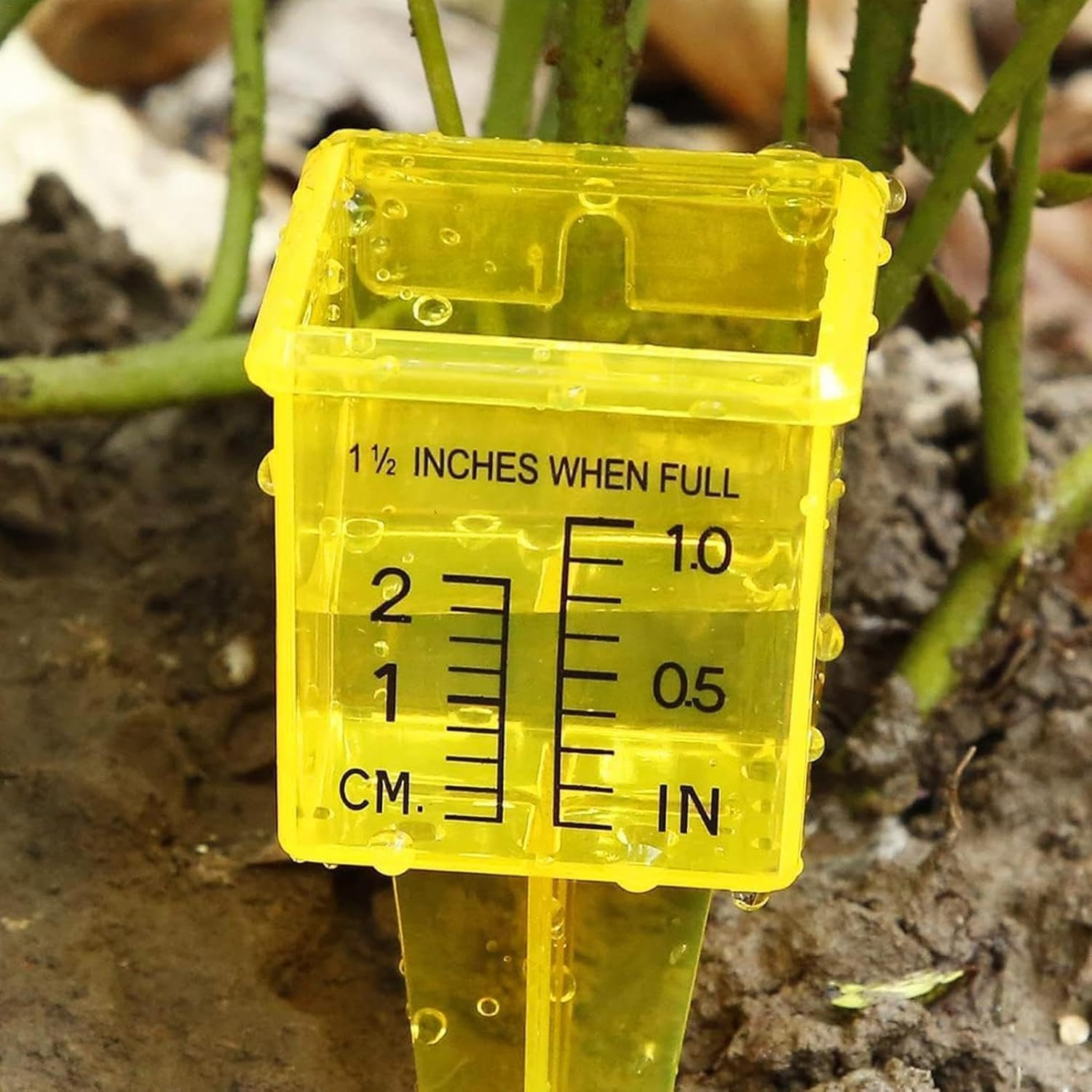 1.5" Rain Gauge/Sprinkler Gauge, Wide Mouth, Bright Yellow Outdoor Water Measuring Tool 10 Piece image number 2