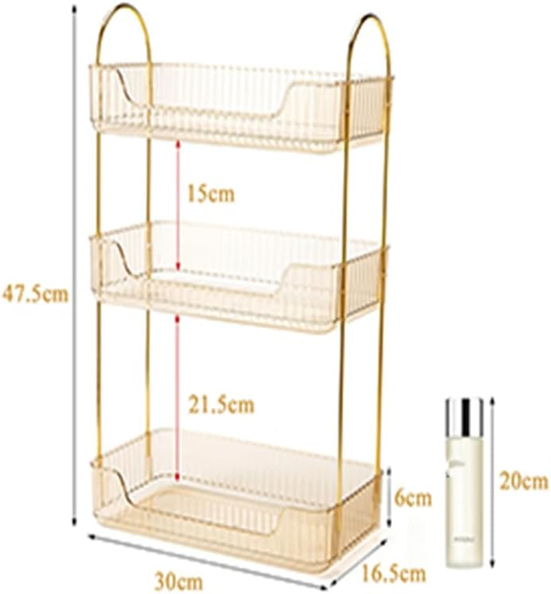 Vanity Trays for Bathroom, Skincare Makeup Organizer Shelf, Bathroom Counter Shelf, (GD, 3Tier) image number 3