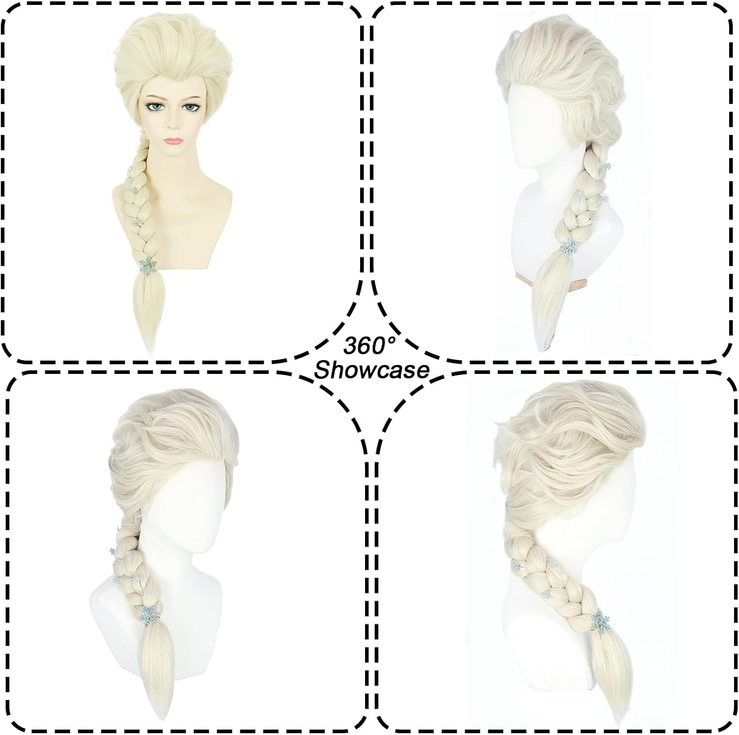 Elsa Wig Womens or Girls Long Braid Blonde Wig Adult Cosplay Halloween Costume Fancy Dress Wig