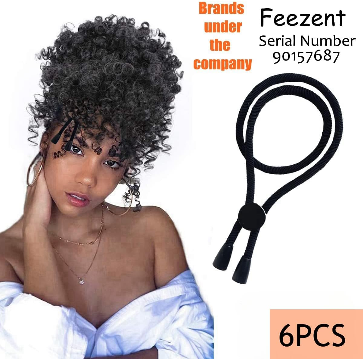 FEEZENT 6PCS Adjustable Headband Hair Tie for Thick Heavy Natural Kinky & Curly Hair, C-1 Count (Pack of 6) image number 3