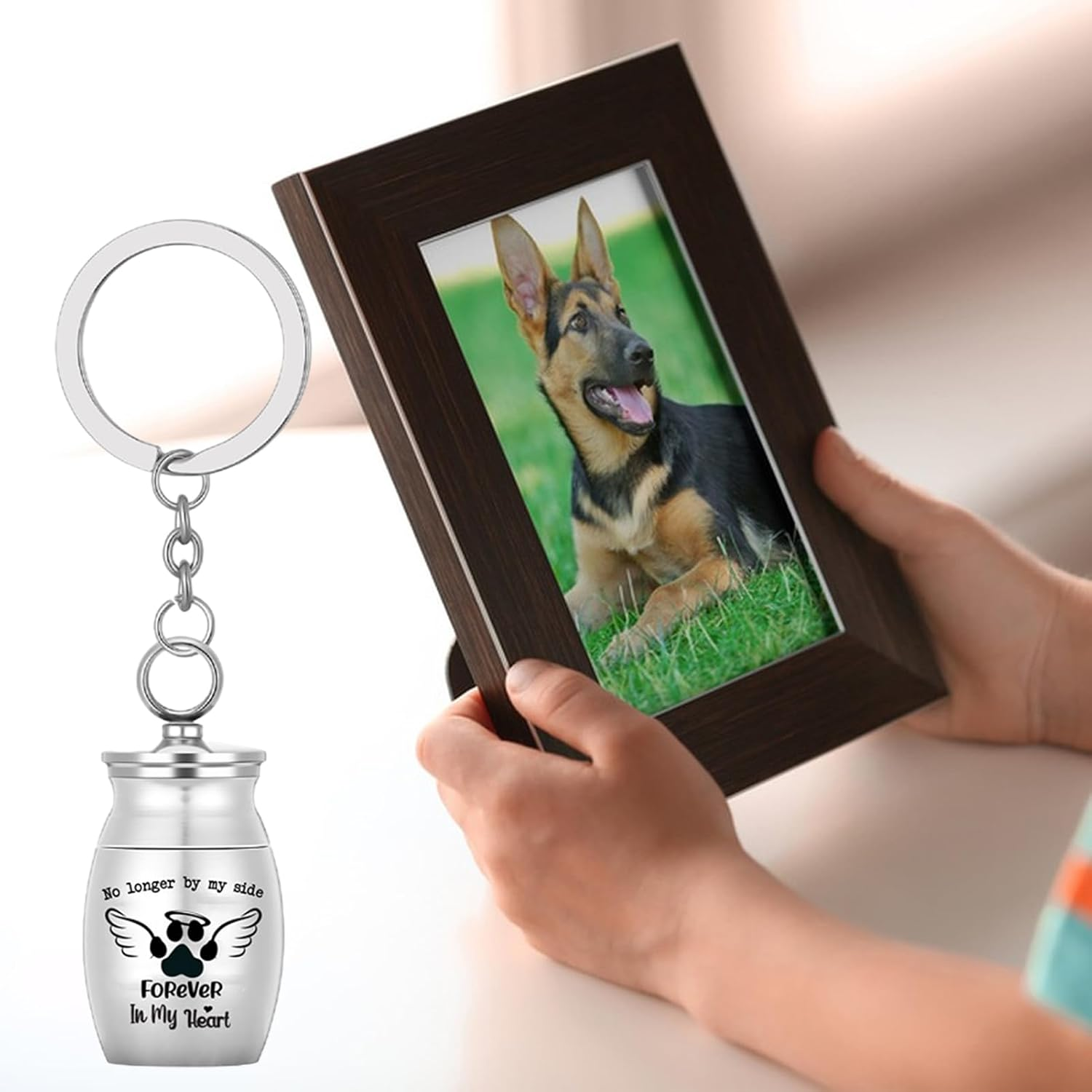 Shurzzesj Dog Ashes Keychain,Pet Urns Keychain Pet Memorial Keychain | Pet Ashes Keepsake, Stainless Steel Portable Pet Urn Key Chain, Pet Cremation Jewelry for Cats Dogs image number 6