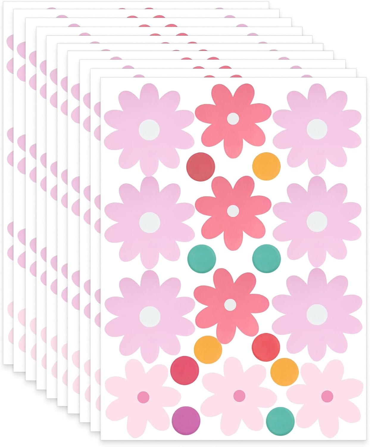10 Sheets Daisy Flower Wall Stickers, Cute Colorful Floral Wall Stickers, Vinyl Wall Flowers Decals Decoration, Suitable for Daycare, Bedrooms, Living Rooms, Home Decor image number 2