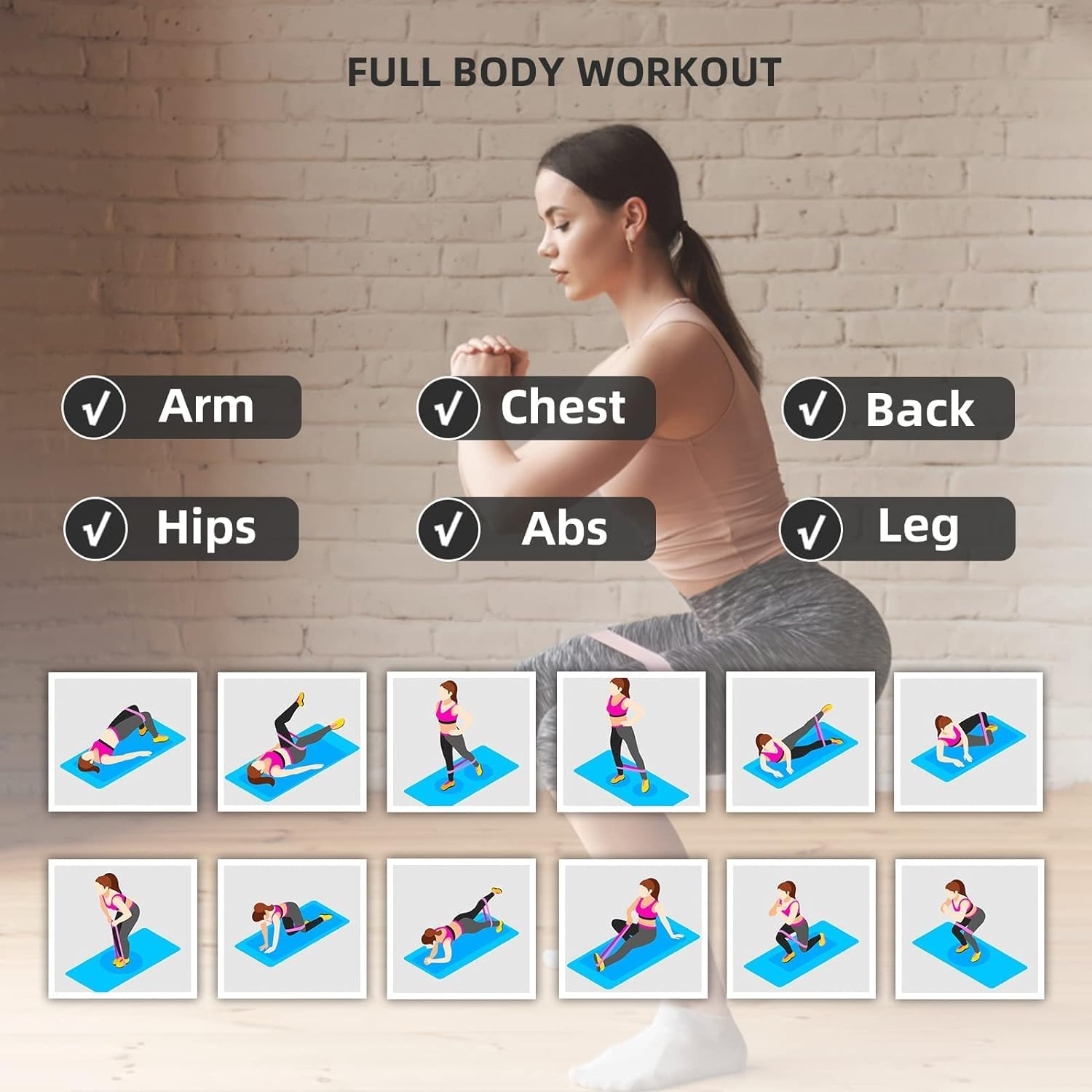 Resistance Bands, Exercise Workout Loop Bands for Legs Arms, 5 Set of Different Resistance Levels Elastic Bands for Women and Men for Yoga, Gym, Training - Black Grey Gradient image number 7