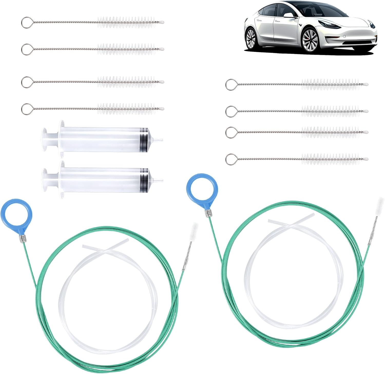 Auto Sunroof Drain Cleaning Tool, 118In Long Pipe Cleaners Include Cleaning Brush, Syringe & Syringe Hose Soft Drain Brush Pipe Cleaner for Car Wiper Sunroof Trunk Drains Hole image number 4