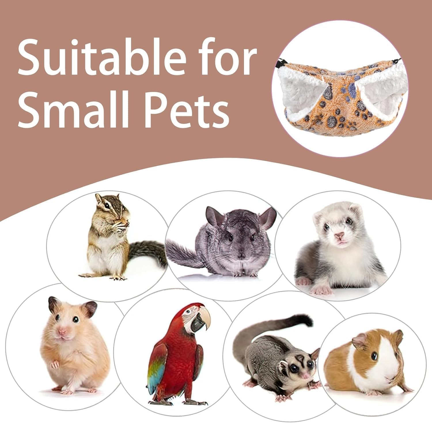 Double-Layer Pet Cage Hammock for Small Animals, 2 Pack Double-Layer Pet Cage Hammock, 2-Layer Soft and Fluffy Guinea Pig Hanging Bed,Soft Fluffy Hanging Bed for Guinea Pigs, Rats, Hamsters image number 5