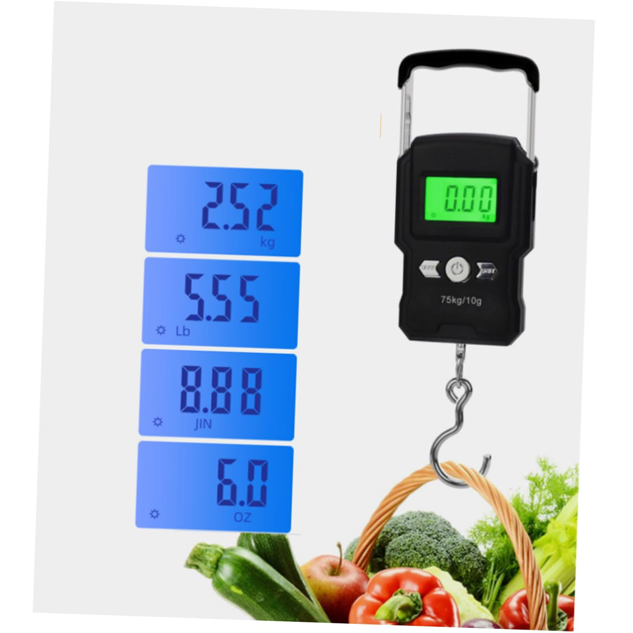 LIFKOME 75Kg Portable Luggage Scale Digital Handheld Hanging Weighing Scale LCD Display for Travel Suitcase Gear image number 3