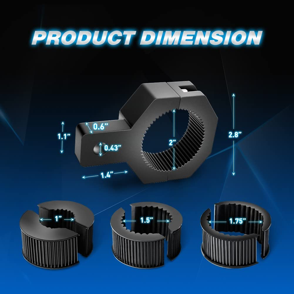 Nilight 90023B 2-Pack (Standard) Mounting Bracket Kit LED Off-Road Light Vertical Bar Tube Clamp Roof Roll Cage Holder,Black image number 1