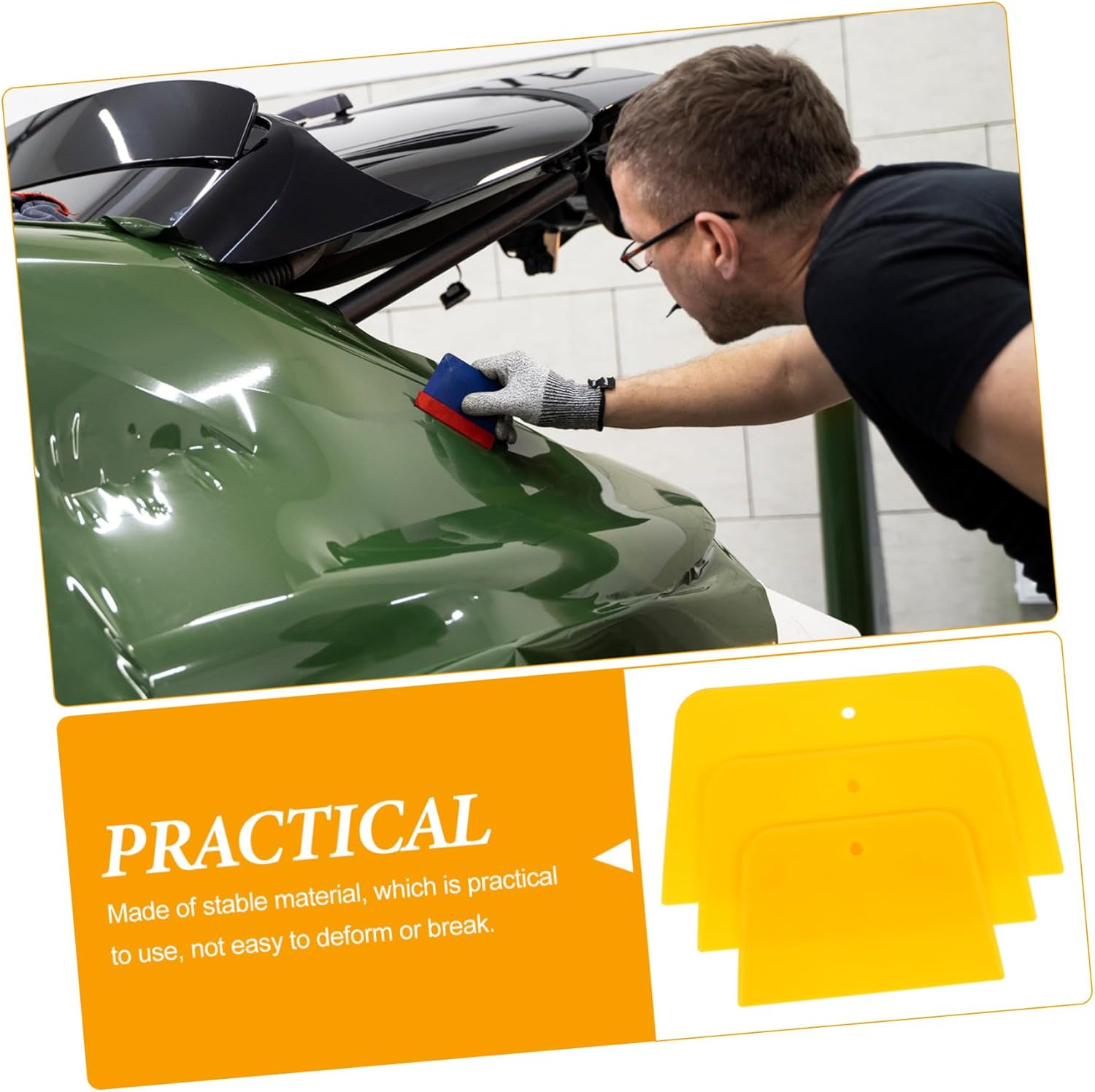 CVUTOVO 3Pcs Auto Body Filler Spreaders Soft Flexible Scraper for Applying Fillers Car Paint and Vinyl Wrap Application Automotive Use image number 1