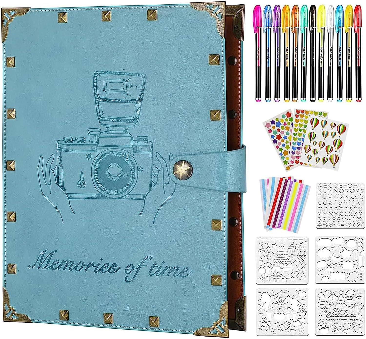 Leather Scrapbook Album 60 Pages Love Memory Photo Book Album 8.5X11 Inch, Scrapbooking Supplies Kits for Couples Anniversary Vintage Travelling Scrapbook Family Scrap Book image number 2