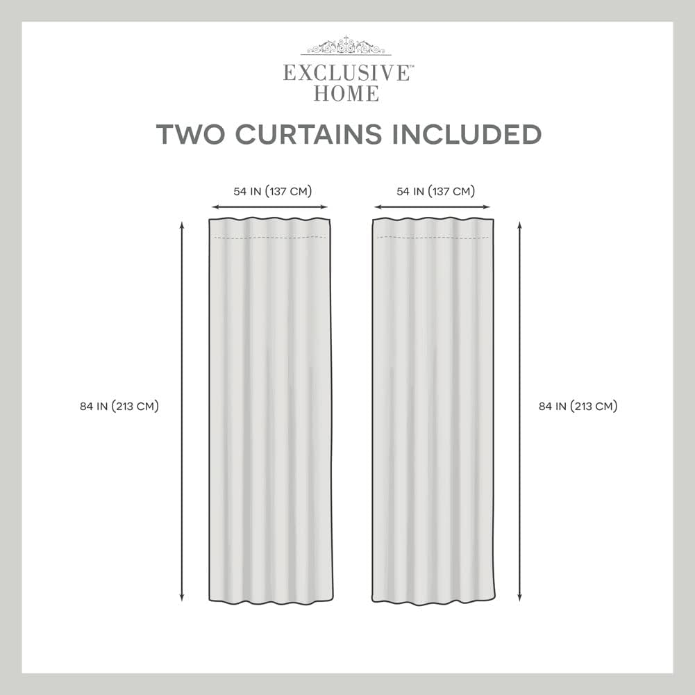 Exclusive Home Crescendo Lined Room Darkening Blackout Hidden Tab Curtain Panel Pair, 52"X84", Black, Set of 2 image number 2