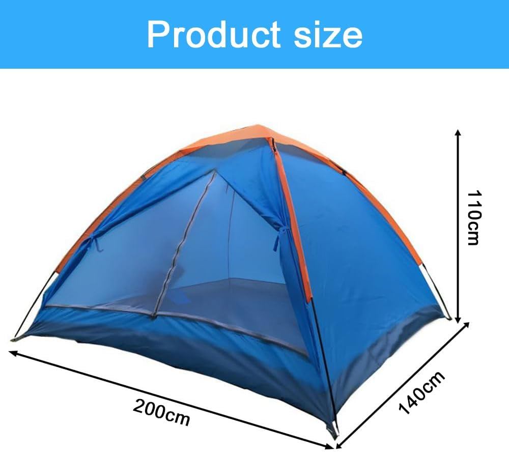 1-3 Person Camping Tent, Backpacking Tent, Easy Set up Shelter Trips Tent, Double Single Floor Dome Tent, Blue image number 3