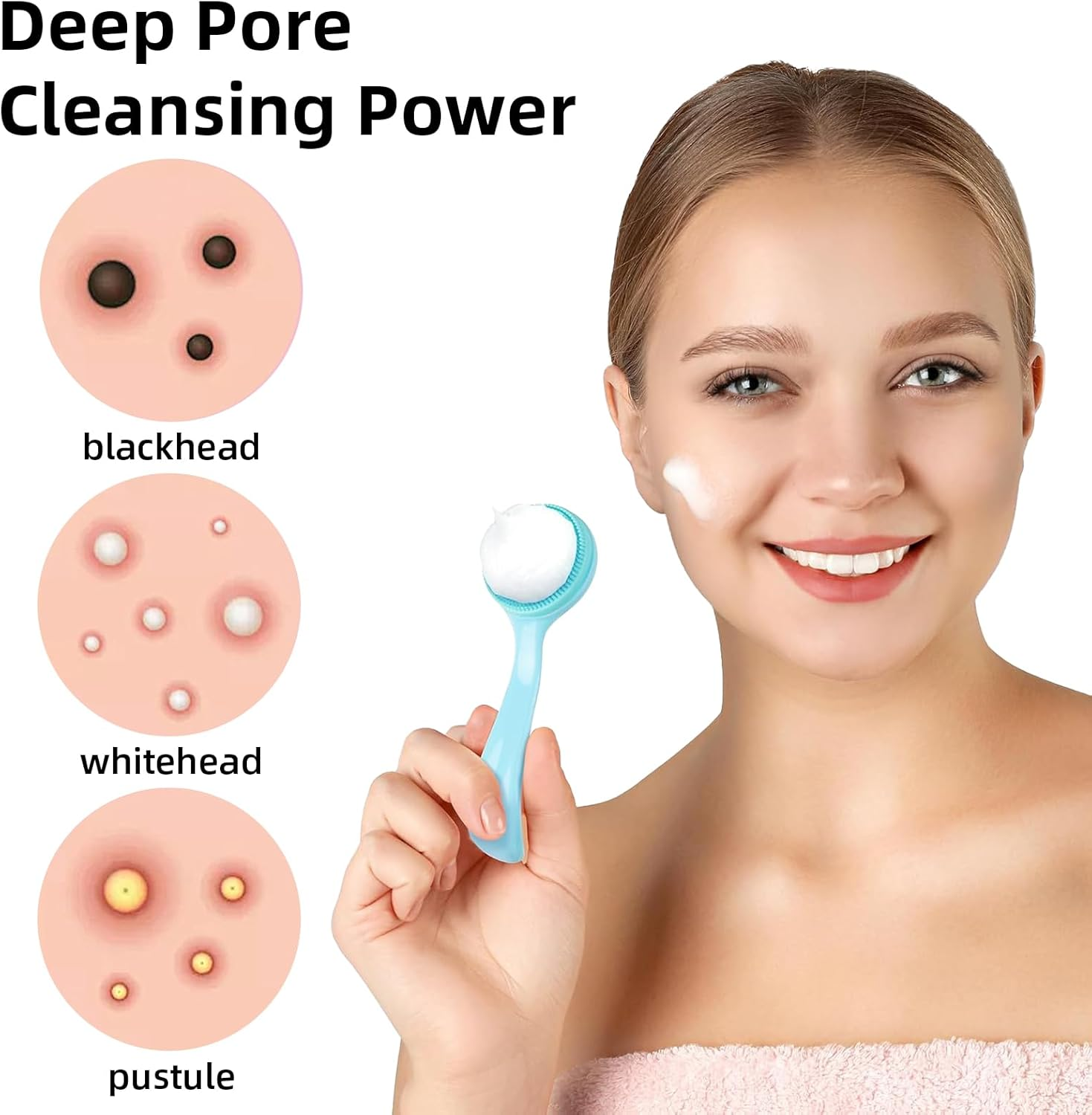 Suytvenxau Silicone Face Brush 2 Pack, Manual Pore Brush, Pore Cleansing Brush, Soft Waterproof Face Scrubber for Blackhead Removal, Makeup Residue, Skin Friendly image number 1