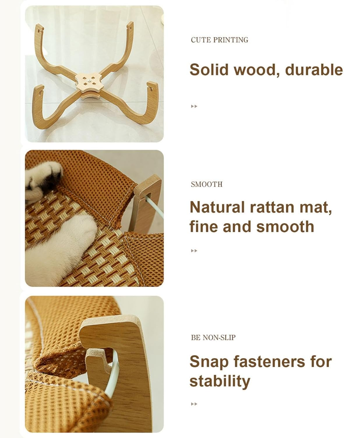 Nuyhgtr Breathable Cat Bed, Cat Cooling Mat, Rattan Cat Bed, Cooling Pet Mat, Scratch-Resistant Cats Bed, Natural Rattan Cats Cooling Mat, Versatile & Stylish Summer Mattress for Cats, Puppies image number 4