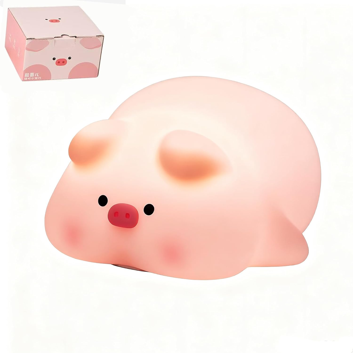 Portable Night Light, Bedside Touch Lamp, Cute Silicone Nightlight for Kids Toddler, 3 Level Dimmable Soft Night Lamp for Bedroom Kids Room Decor (Pig) image number 2