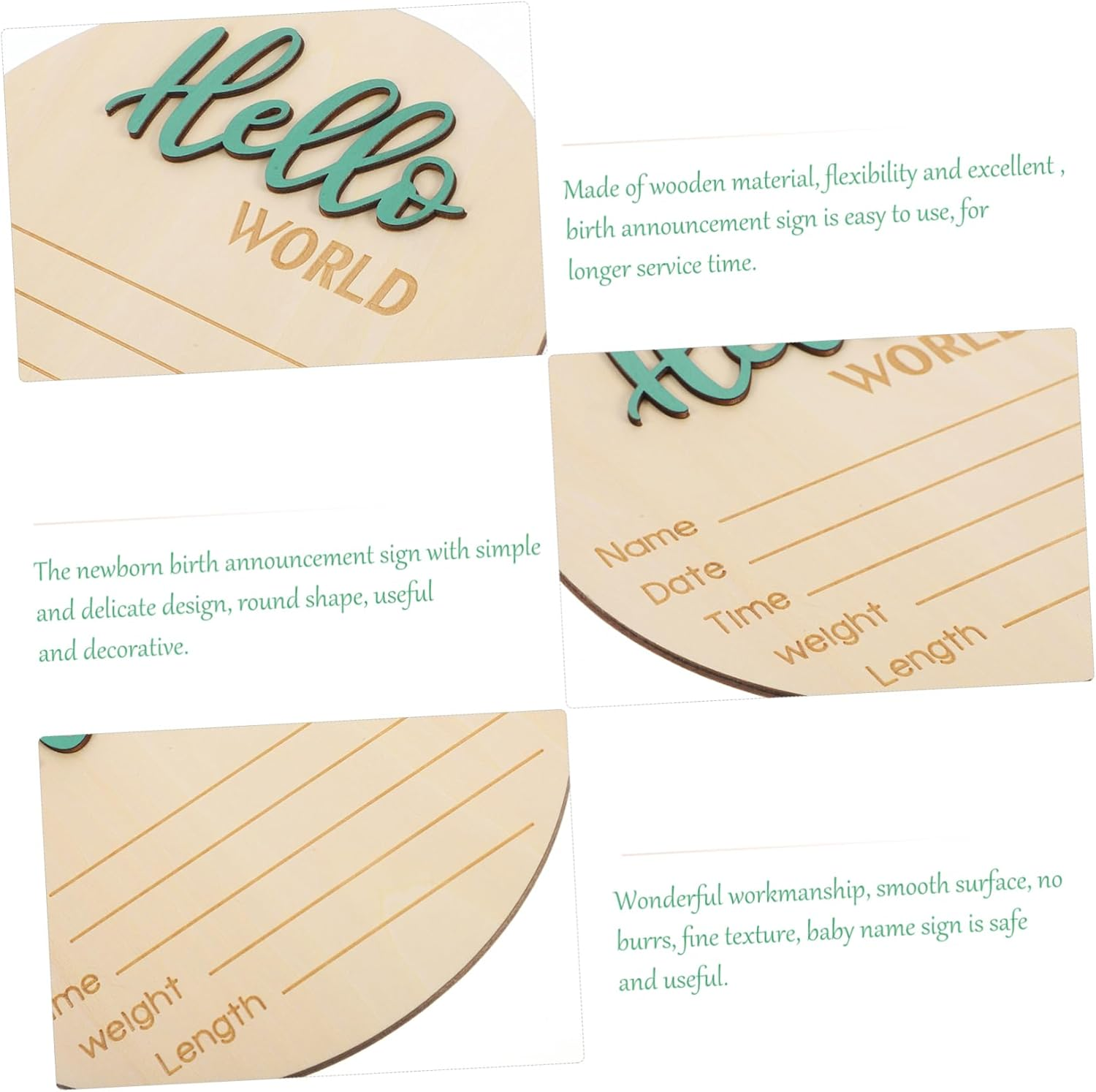 Wooden Birth Announcement Sign round Baby Birth Announcement Sign for Newborn Hospital Photography Prop Welcome