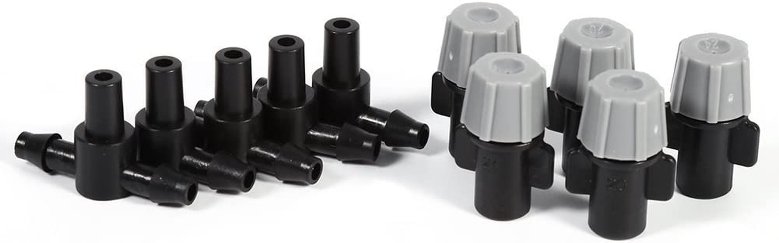 20Pcs Misting Sprinkler Nozzles, Plastic Irrigation Nozzles Tee Joints for Misting System (Black and Grey) image number 3