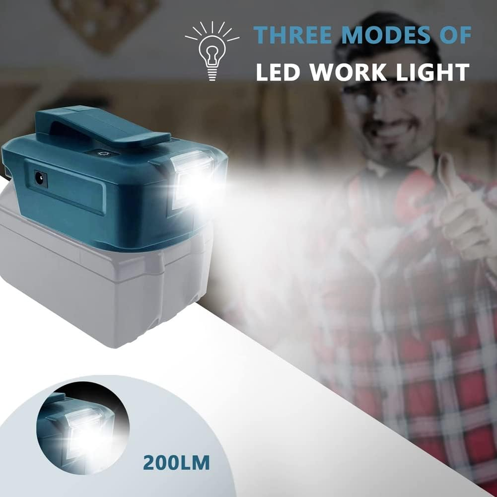 Battery Adapter for Ma-Kita 18V ADP05 with & USB Charger & 12V DC Port & Type C Connector & 3W image number 1