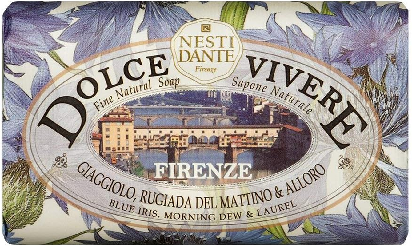 Nesti Dante Nesti Dante Dolce Vivere Fine Natural Soap - Firenze - Blue Iris, Morning Dew and Laurel, 8.8Oz, 8.8 Ounce