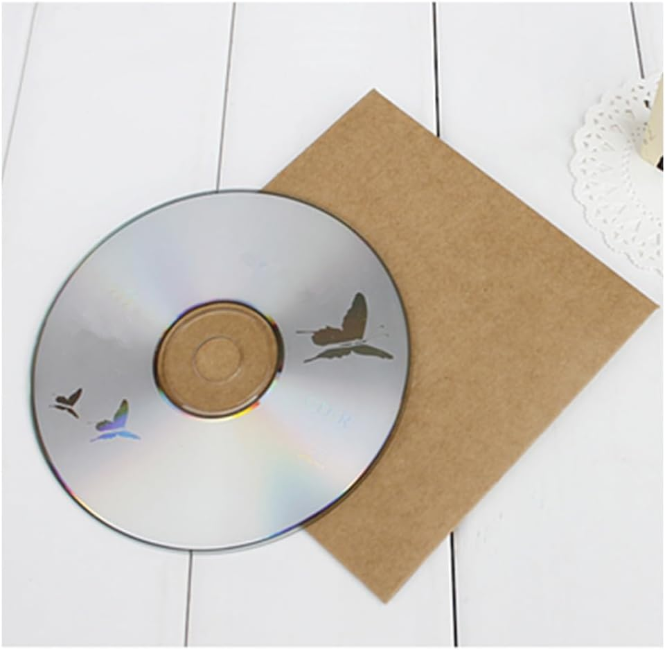 Granmagazz Kraft Paper DVD Envelopes Cardboard CD Sleeves, 50 PCS CD Sleeves Durable Kraft Paper CD/DVD Storage Bags, Secure Flap Closure, Ideal for Media Storage & Protection