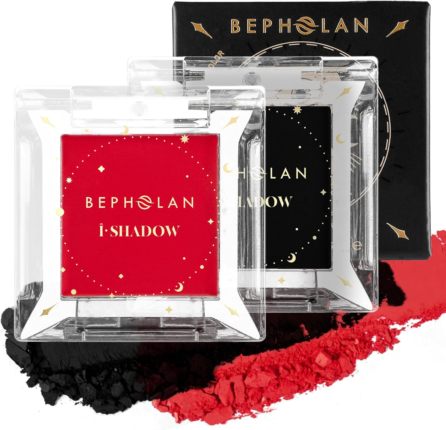 BEPHOLAN 2 PCS Single Matte Black White Eyeshadow Palette,Eyeliner Powder Goth Makeup Eyeshadow,Gothic Vampire Makeup Kit