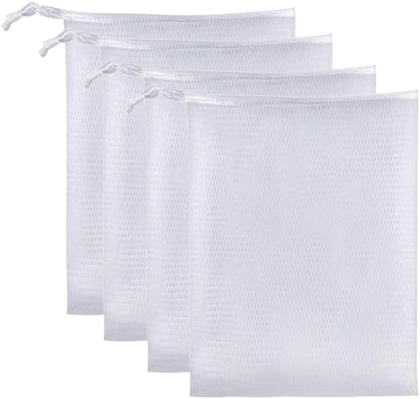 GSHLLO 20 Pcs Mesh Soap Saver Bags Soap Foaming Pouch Shower Soap Net Holder Shampoo Bar Bag Bath Soap Scrubber Pouch with Drawstring