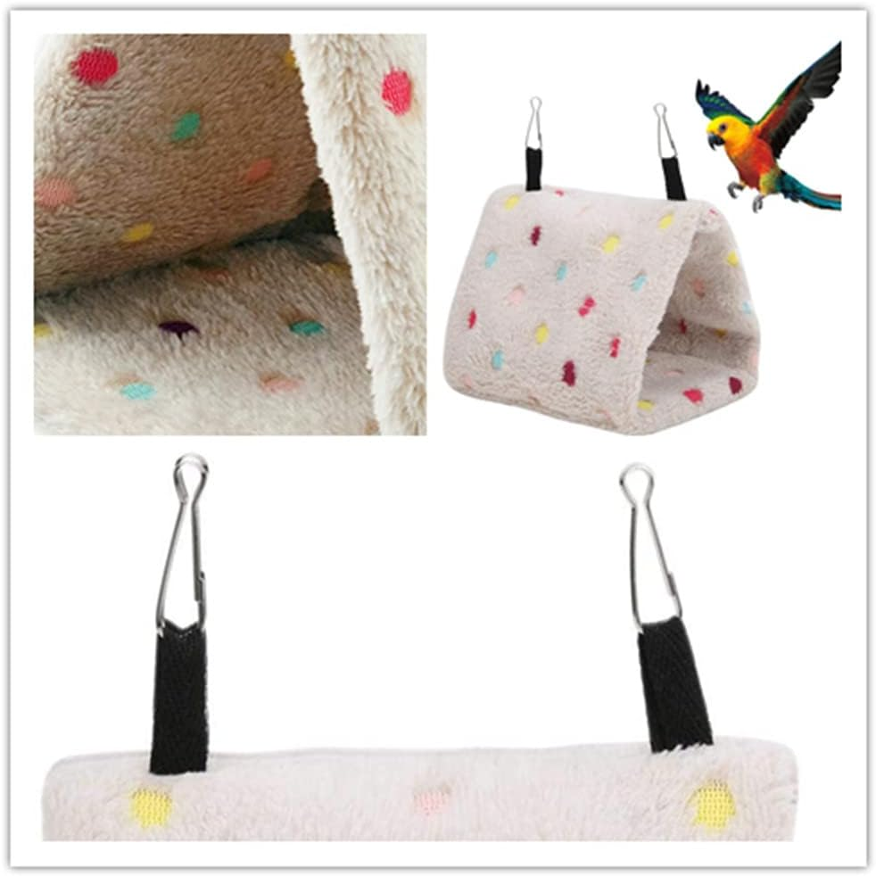 Voarge Nest Warm Soft Plush Plush Bird Nest Winter Warm Plush Hamster Hammock Hanging Cage Cave Birds Shelter (S,Dots) image number 3