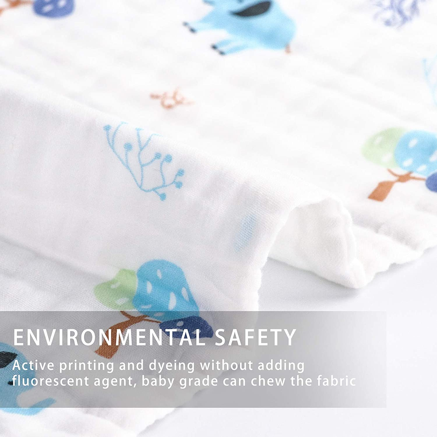 Fook Fish Muslin Burp Cloths Cotton Burping Cloth 20'' X 10'' Pack of 6 for Baby Spit up Cloths for Newborn,Absorbent,Soft,Large,6 Layers,Baby Burp Rags,Unisex,For Boys and Girls image number 6