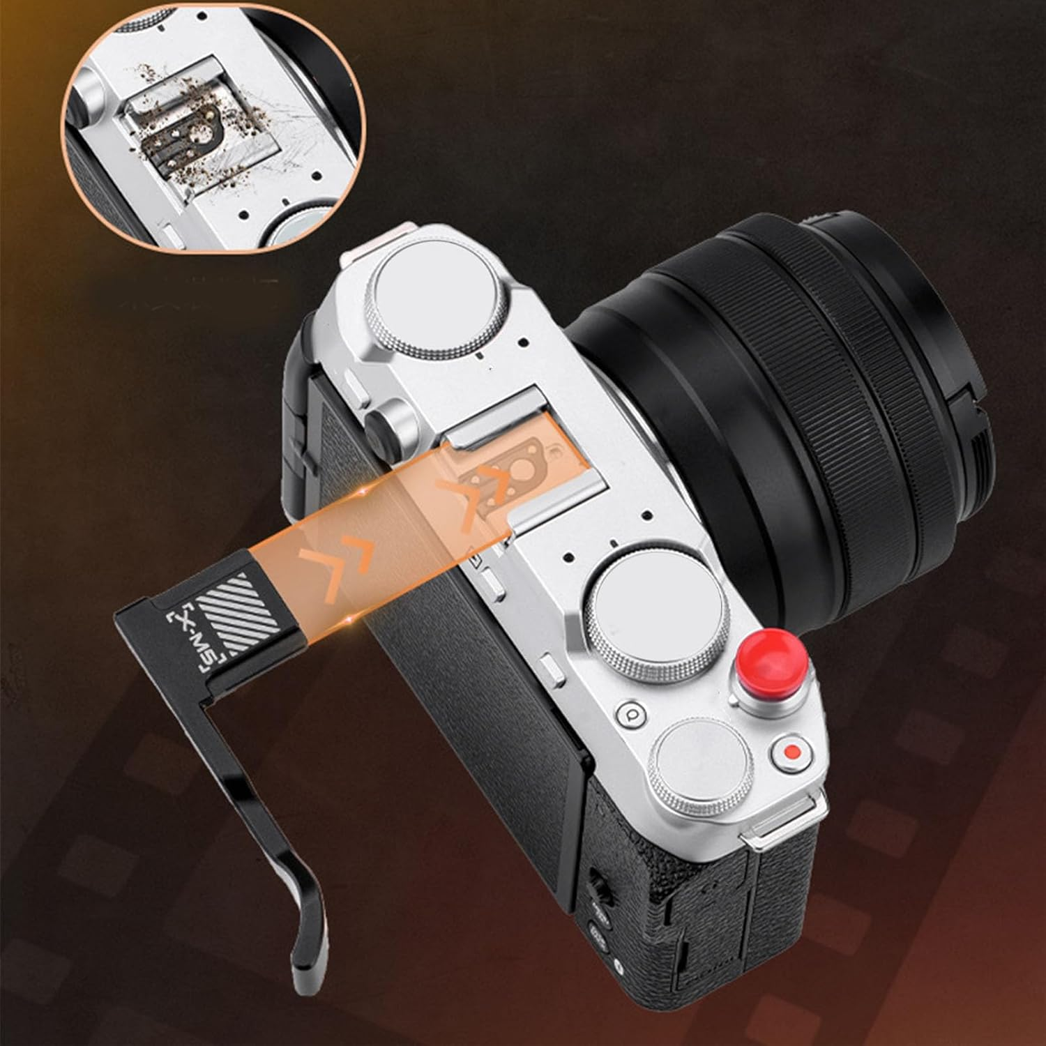 X-M5 Thumb Grip, Aluminum Alloy Metal Thumb up Rest Grip with Hot Shoe Cover for X-M5 Camera, with Shutter Release Button image number 6