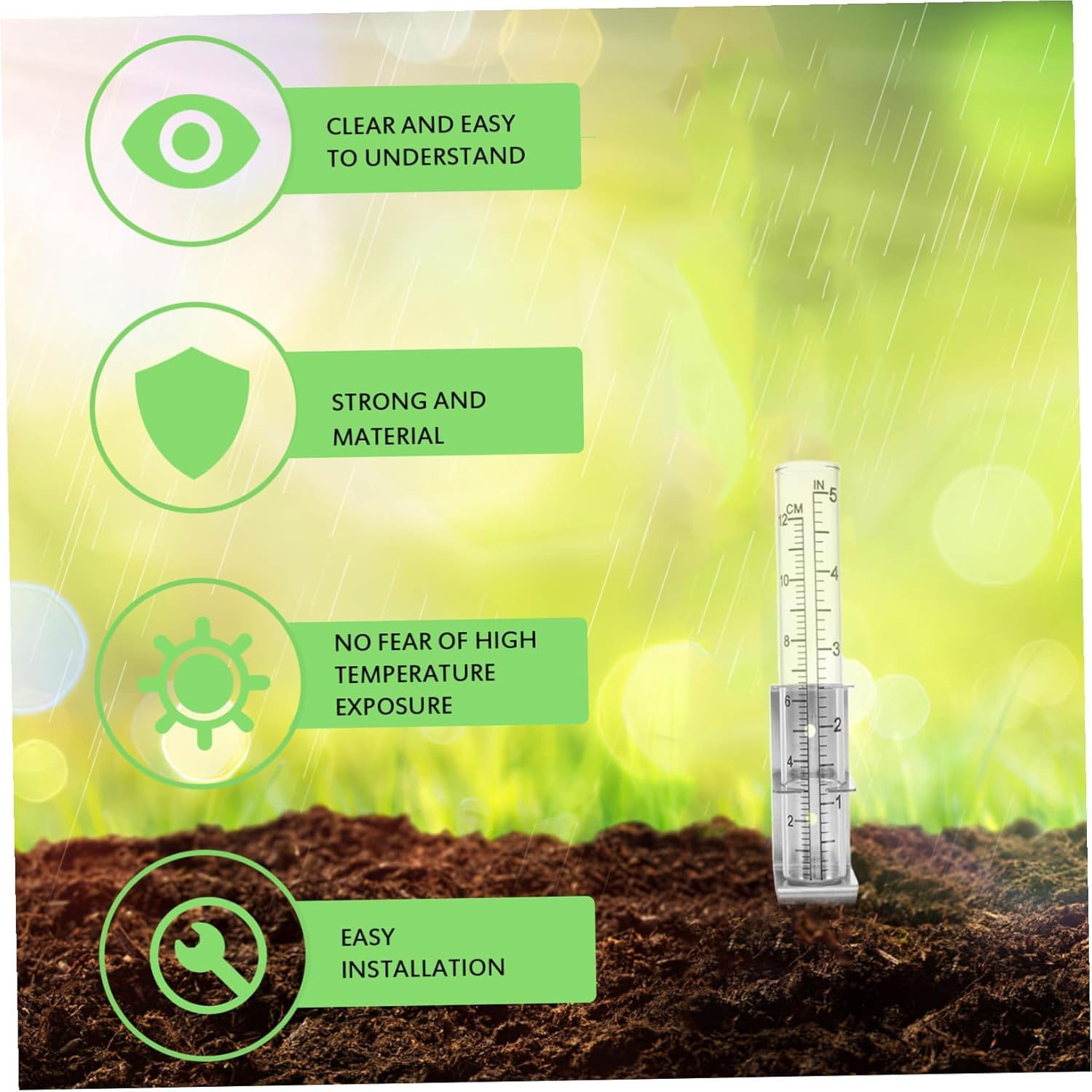 Toddmomy Precision Outdoor Rain Gauge Mounting Bracket Stainless Steel Column Design for Accurate Rainfall Measurement Garden Patio Use with Easy Installation image number 5
