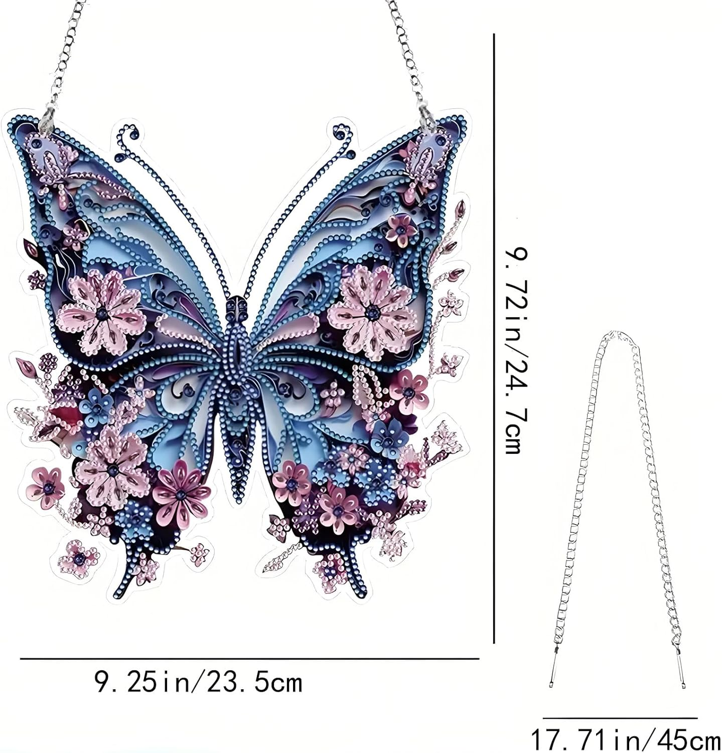 MYTOAU Hanging Diamonds Painting Pendant Kit,Diamond Art Kit,Diamond Art Kits for Adults, 9.25X9.27Inch DIY Animal Gem Painting Board Art Kit Ornament, Special Crystal Diamond(Butterfly) image number 2