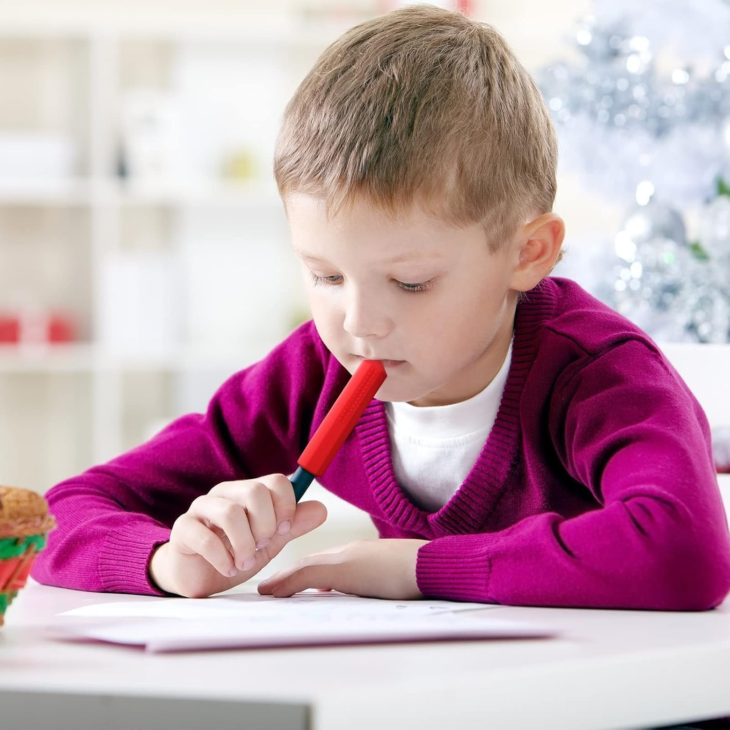 6 Pencil Caps Chewable Pencil Pencil Caps (Red, Pink, Orange, Purple, Blue, Green) image number 2