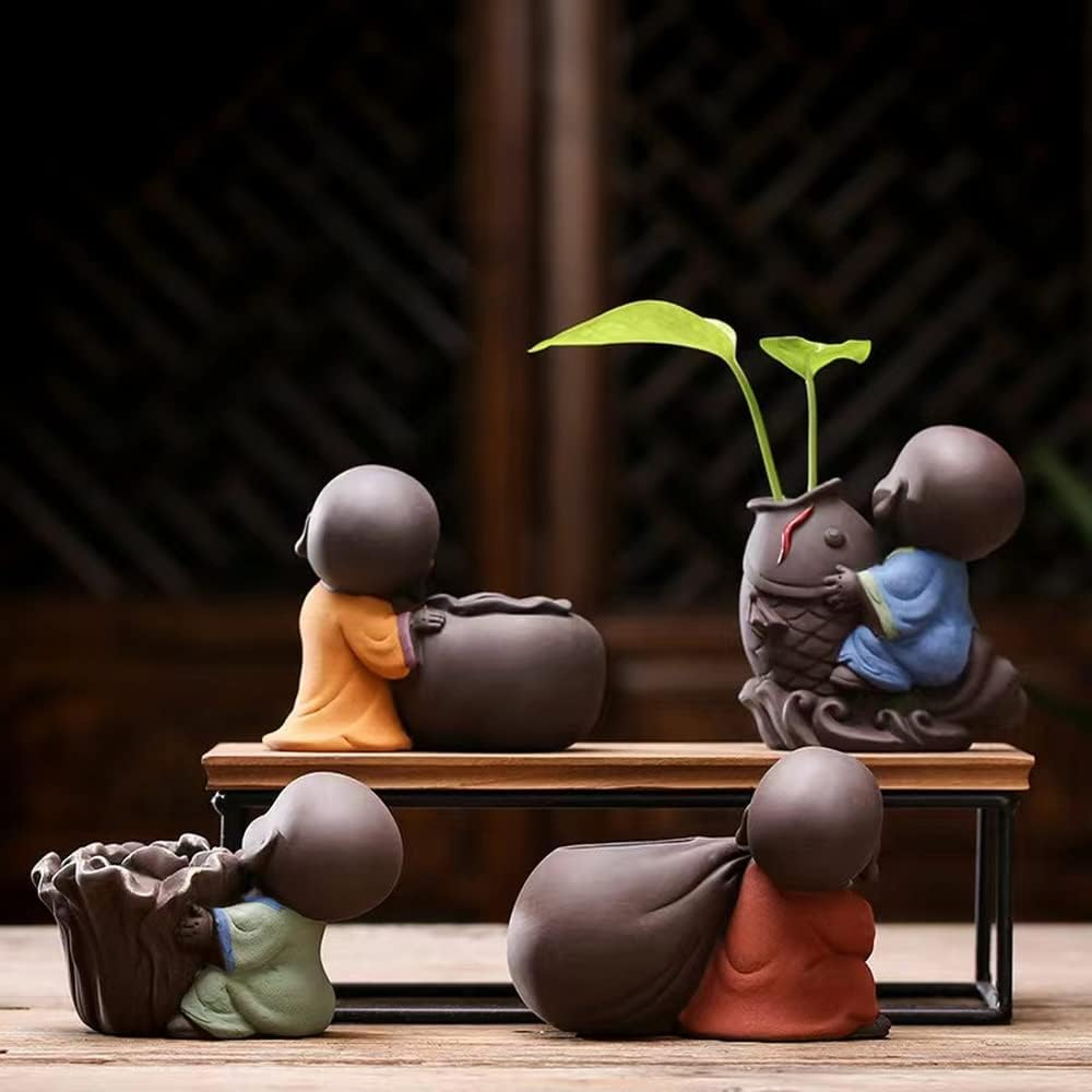 Creative Simple Ceramic No Phase Buddha Figure Monk Hydroponic Flower Arrangement Device Home Office Desktop Small Ornaments (橙子) image number 3