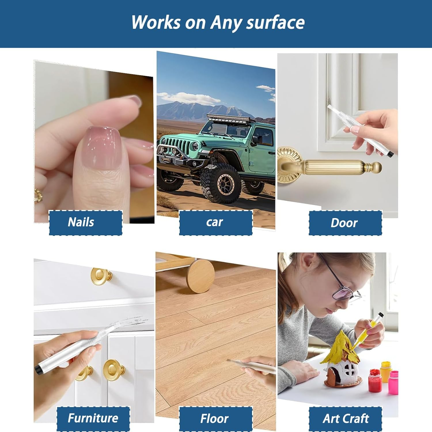 3 Pack Refillable Paint Pens 5Ml - Transparent Touch up Brush for Walls, Furniture & Wood Floors&Window， Precision DIY Repair Kit image number 3