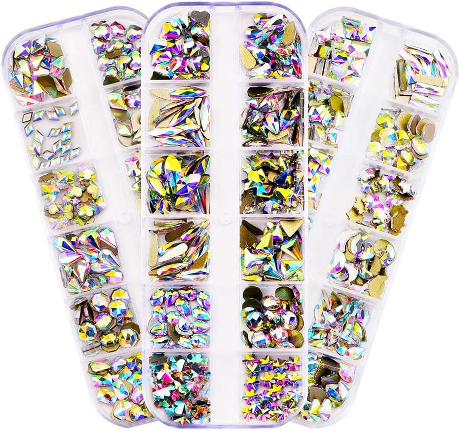 1 Box Nail Glass Crystal Rhinestones Nail Art Set Nail Gems Clear Glass Jewels image number 3