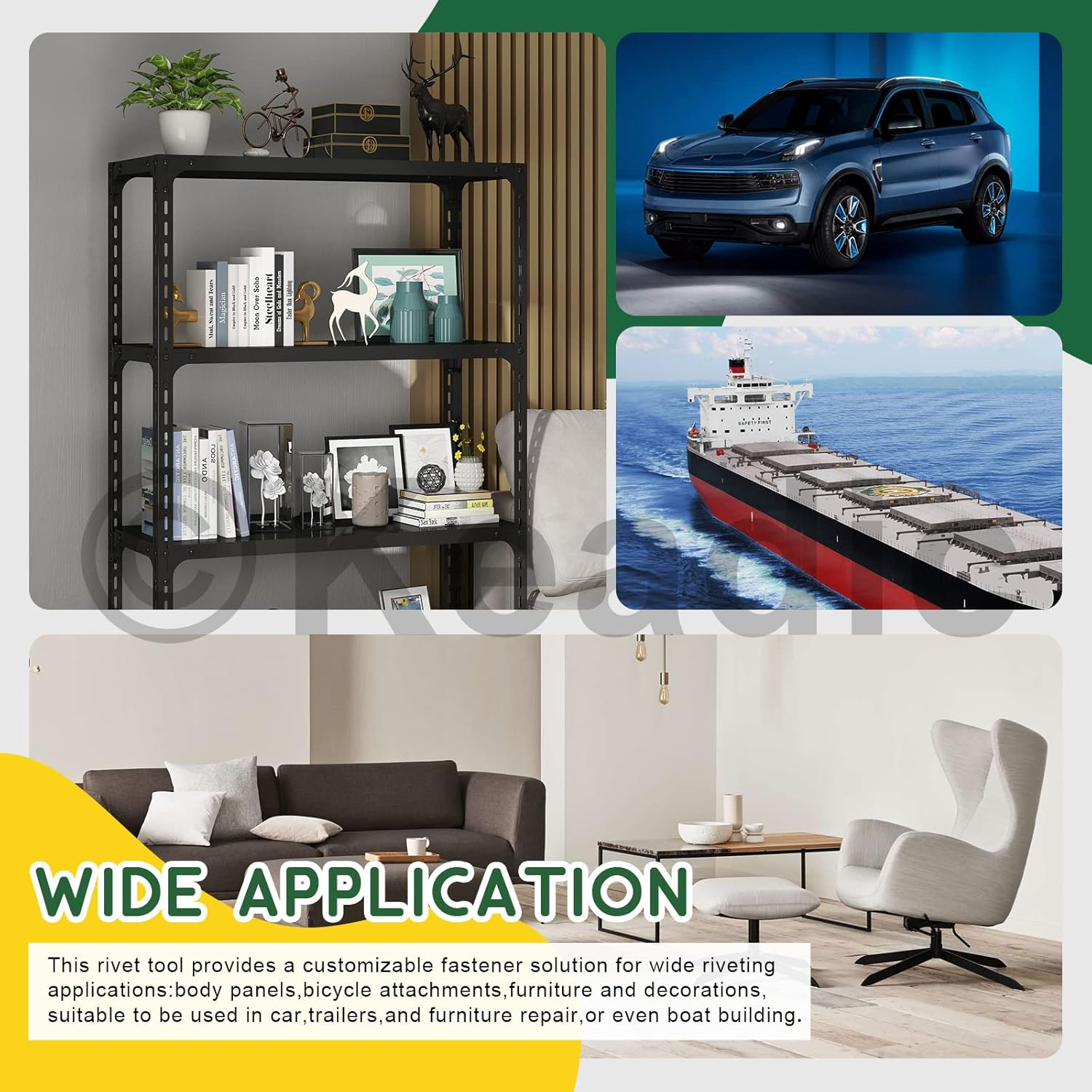 Keadic 156Pcs Heavy Duty Hand Rivet Tool Nut Setter Kit Contains Nutsert Tool with 5Pc Metric Interchangeable Mandrels and 100Pcs M3/M4/M5/M6/M8 Threaded Rivnuts for Automotive Furniture image number 5