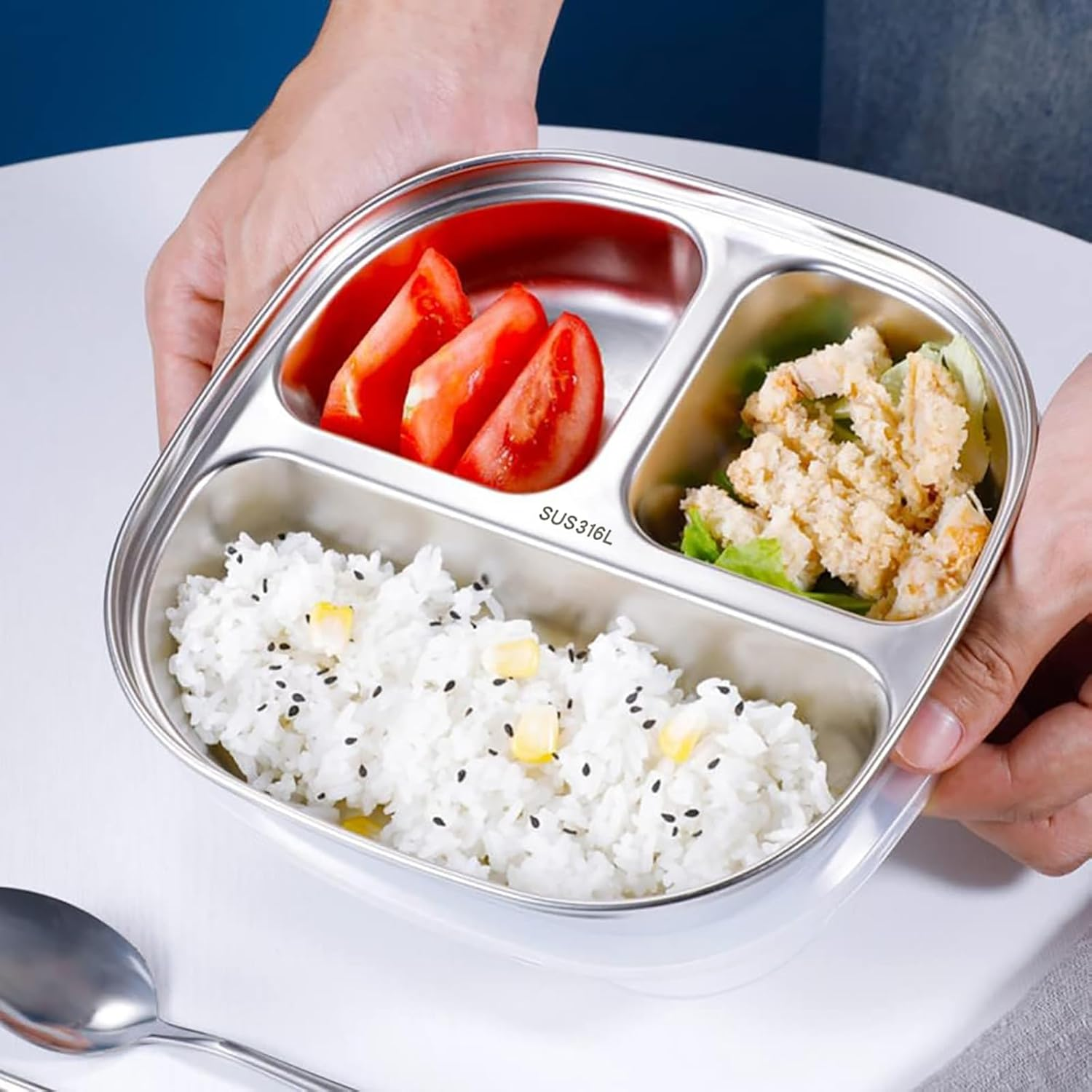 Stainless Steel Baby Plate, Stainless Baby Suction Plates Reusable Stainless Steel Kids Plates for Toddler Feeding Supplie, Dishwasher Safe (Kid'S Plate) image number 1