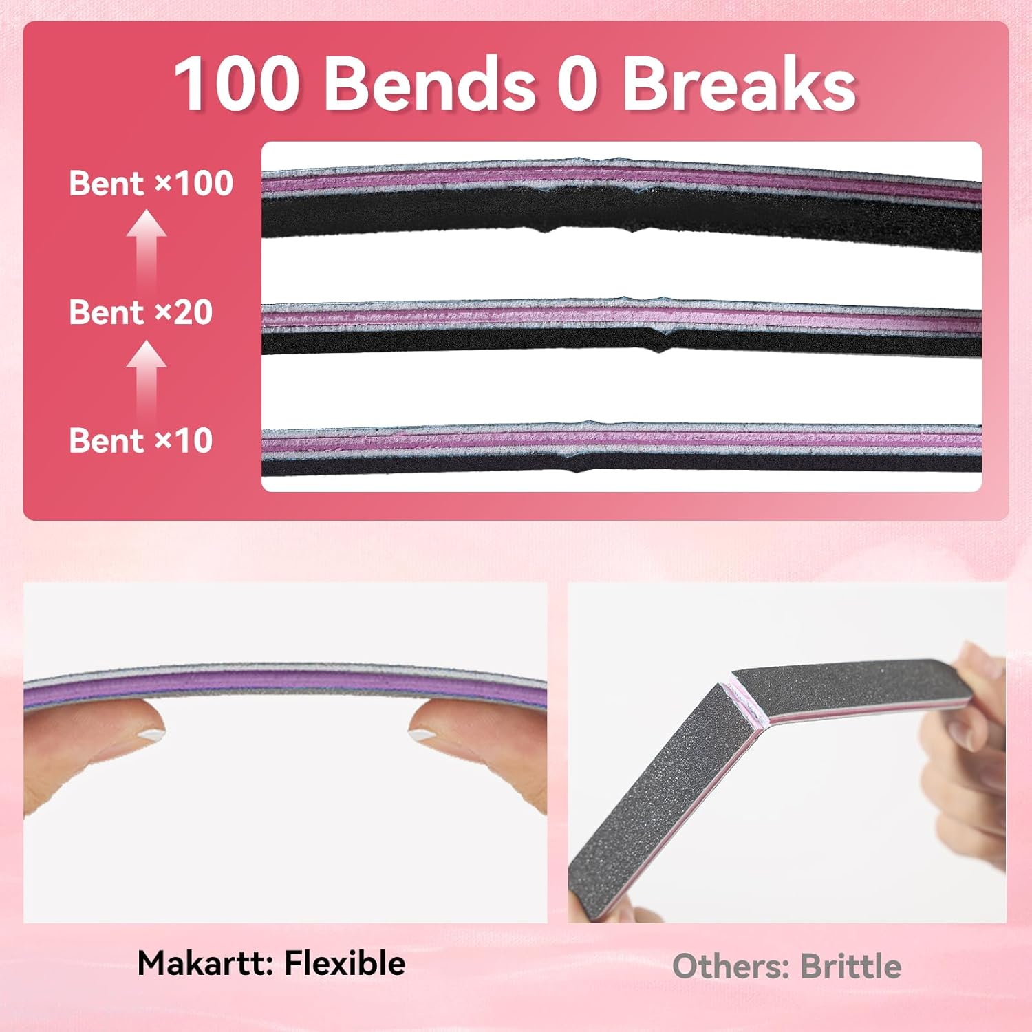 MAKARTT Nail Files 100 180 Grit for Poly Nail Extension Gel Acrylic Nails Files Double Sided Black Washable 10 Nail File Set Manicure Tools F-01 - 120/240 Grit Nail File image number 4