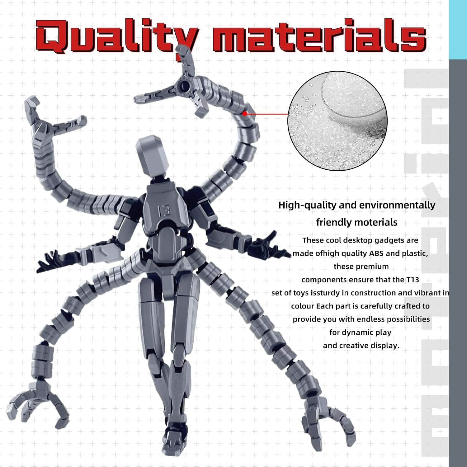 Assembly Completed T13 Action Figure,Dummy 13 T 13 Action Figure Multi-Jointed Movable,Ultimate Desktop Decor for Lovers T-13 Movability 3D Printed Toys (Black) image number 1