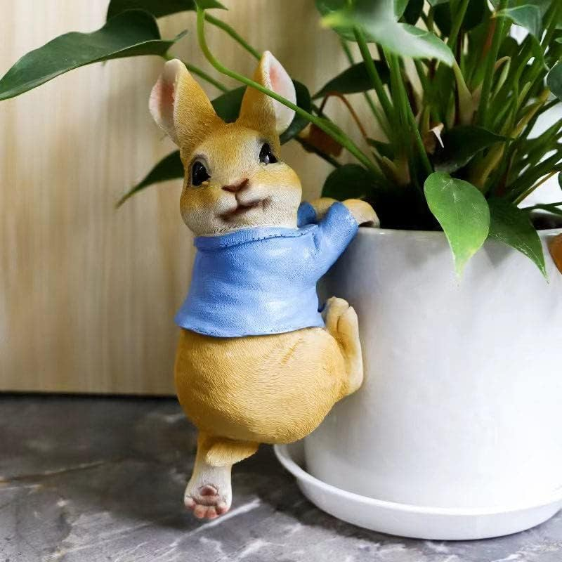Mini Garden Statues Hanging Bunny, Indoor Outdoor Decorations Cute Rabbit Planter Pots Hanger Art D&eacute;cor Figurine Ornament for Easter Yard Home Garden Patio and Office (RED Rabbit) image number 2