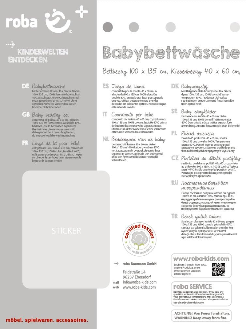 Roba 1491 - Bed Linen, 2-Piece, Printed